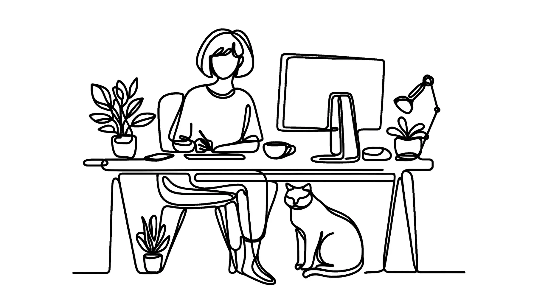 femme devant un bureau devant son ordinateur