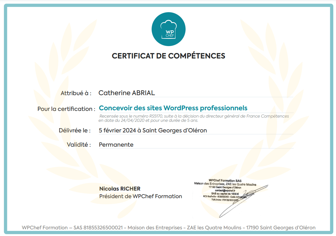 certification de webmaster