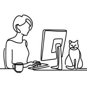 rédactrice web devant un ordinateur en train de rédiger et de créer un site web